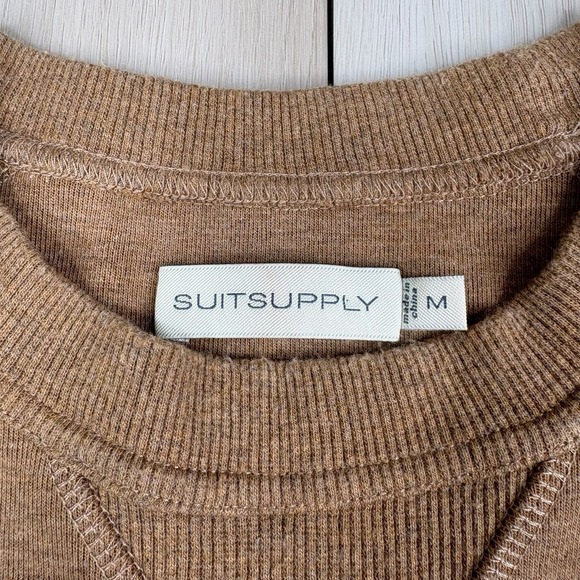 Suitsupply Crewneck Chest Pocket Pullover Sweatshirt Brown Mens Size M Medium - Picture 5 of 11